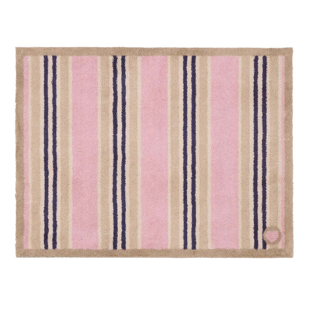 Timeless Stripe Blush Doomat- 100% recycled cotton doormat featuring a pink and beige striped pattern.