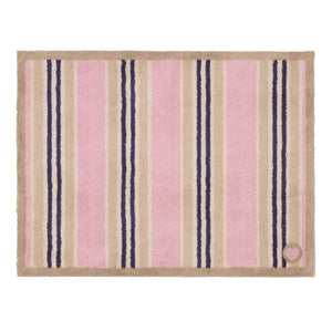 Timeless Stripe Blush Doomat- 100% recycled cotton doormat featuring a pink and beige striped pattern.