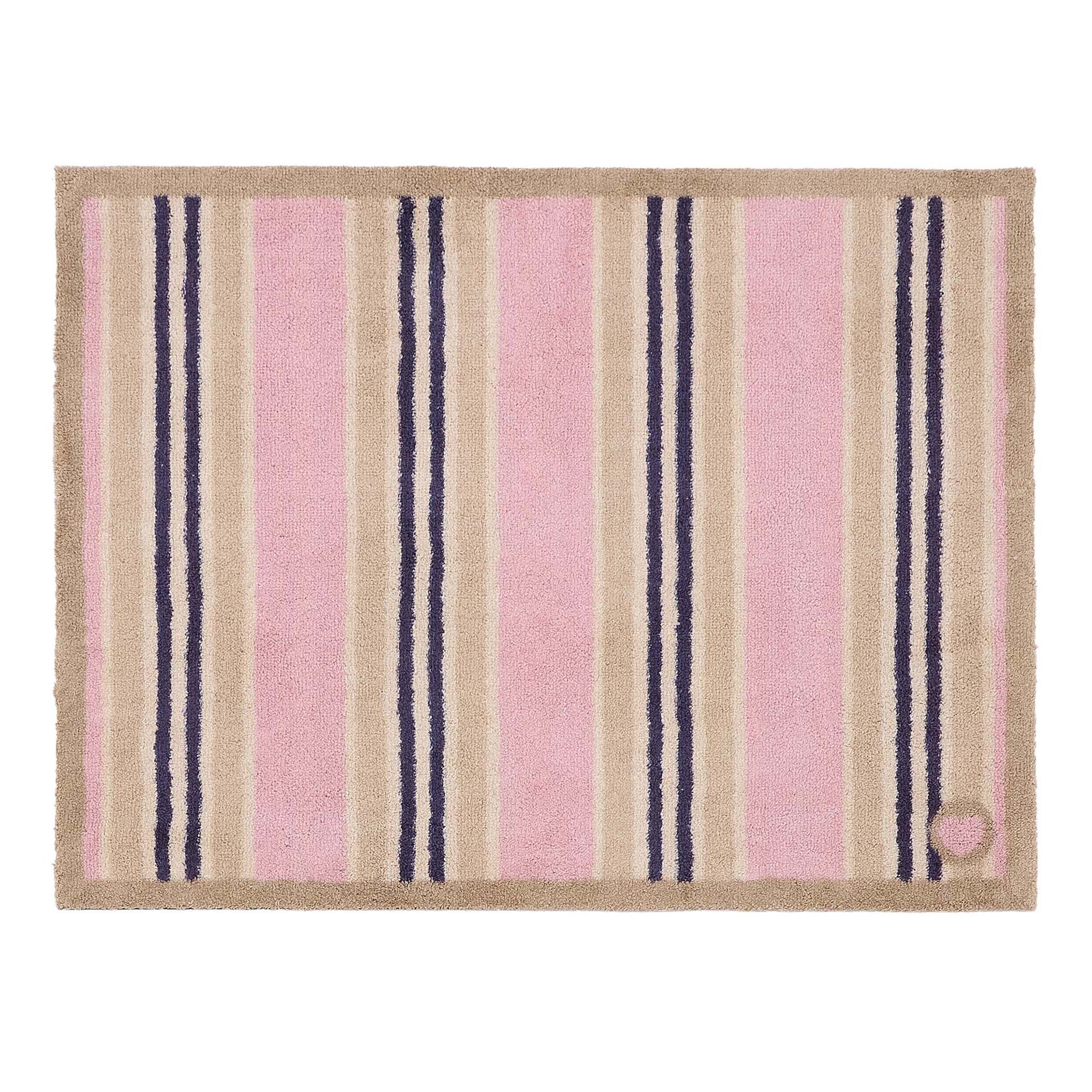 Timeless Stripe Blush Doomat- 100% recycled cotton doormat featuring a pink and beige striped pattern.