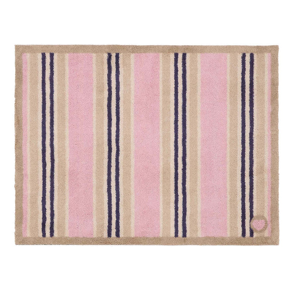 Timeless Stripe Blush Doomat- 100% recycled cotton doormat featuring a pink and beige striped pattern.