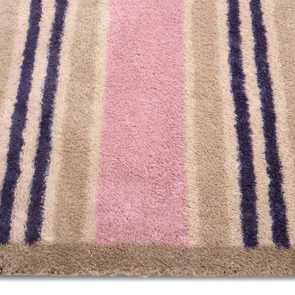 Timeless Stripe Blush Doomat- 100% recycled cotton doormat featuring a pink and beige striped pattern.