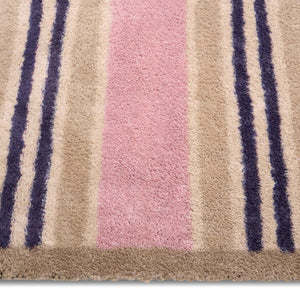 Timeless Stripe Blush Runner- 100% recycled cotton runner featuring a pink and beige striped pattern.