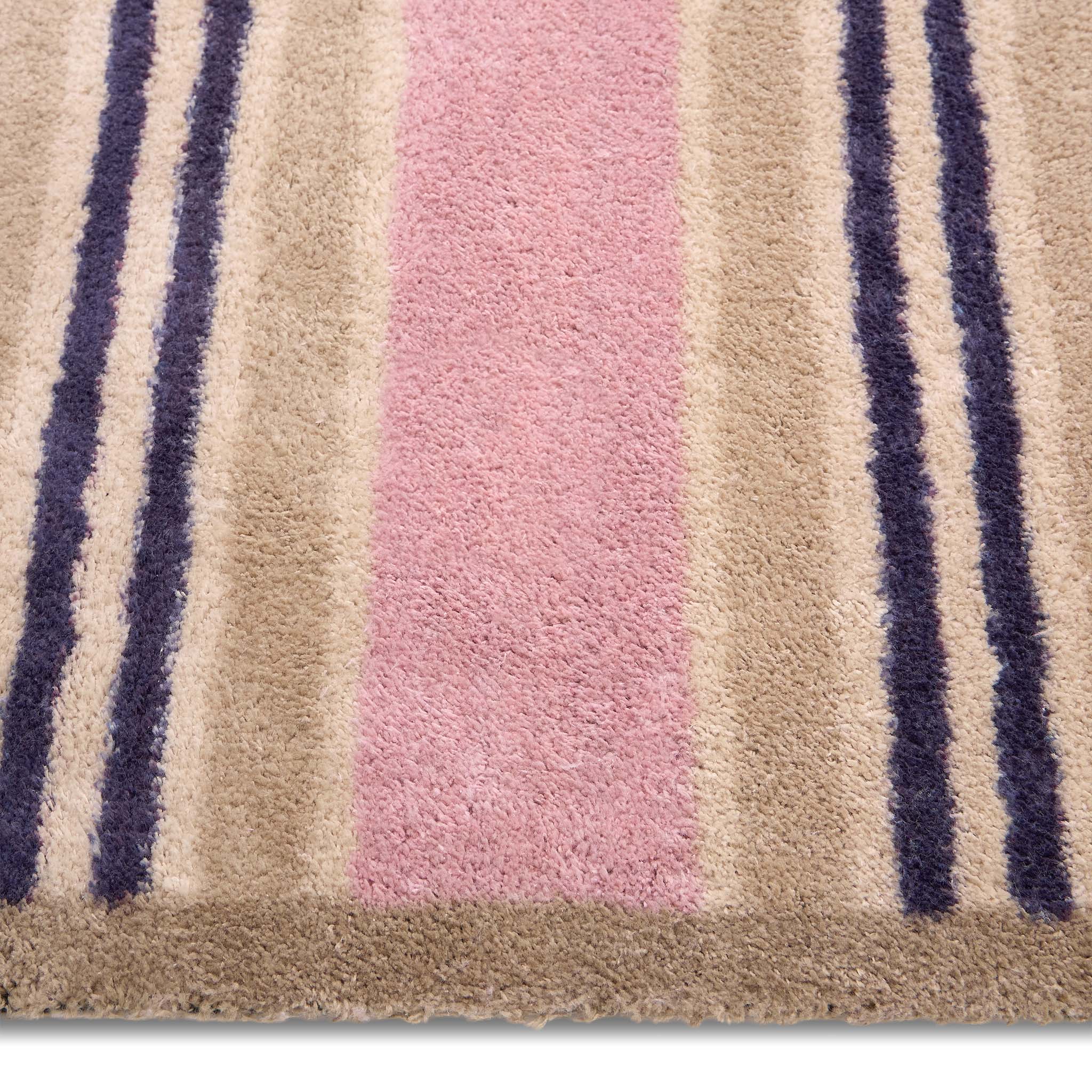 Timeless Stripe Blush Runner- 100% recycled cotton runner featuring a pink and beige striped pattern.