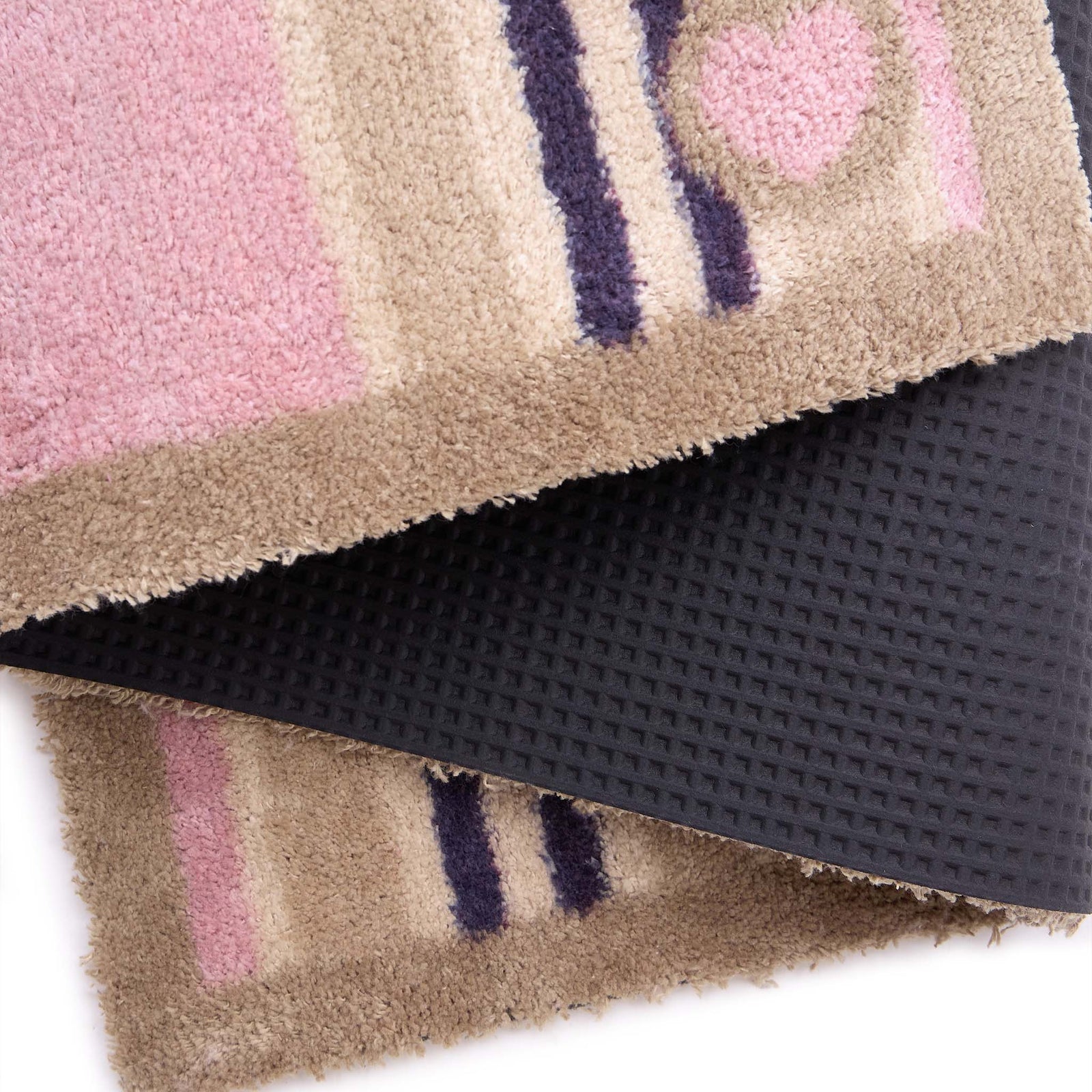 Timeless Stripe Blush Runner- 100% recycled cotton runner featuring a pink and beige striped pattern.