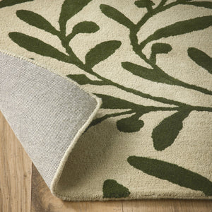 Trailing Leaf Rug - 100% wool cut pile, hand tufted and carved with leaf design. 