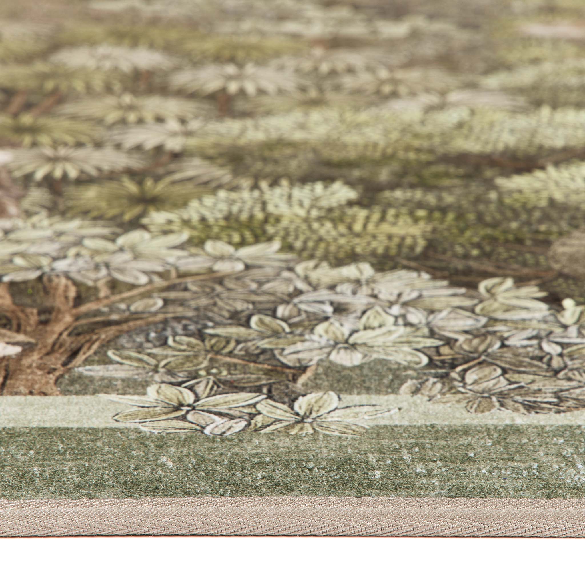 Treetop Green Eco-Washable in Green showing pile height. 