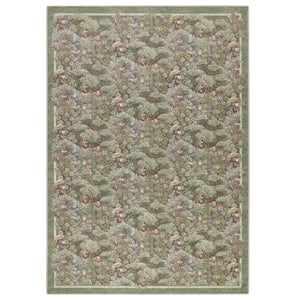 Treetop Troop Green Eco-Washable Rug with a forest and forest animal design.