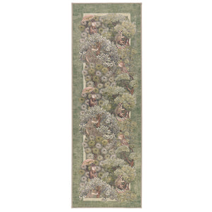 Treetop Troop Green Eco-Washable Runner with a forest and forest animal design.