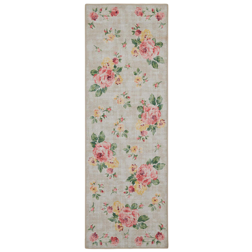 Vintage Rose Natural Runner- made from recycled materials featuring a tradtional rose pattern.