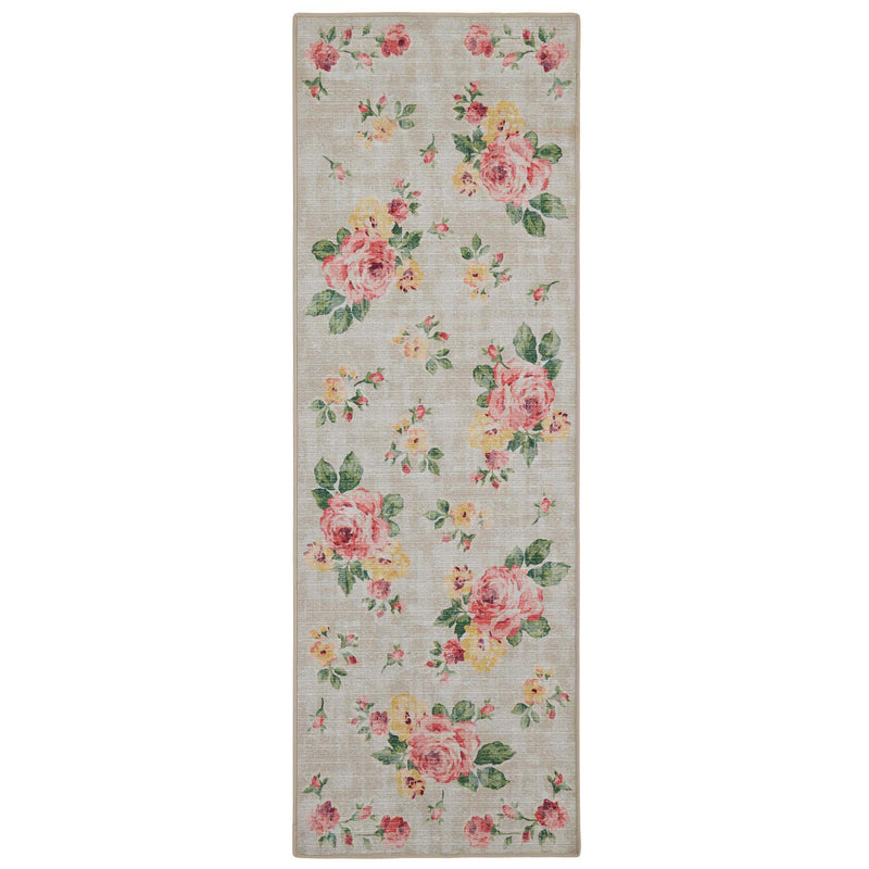 Vintage Rose Natural Runner- made from recycled materials featuring a tradtional rose pattern.