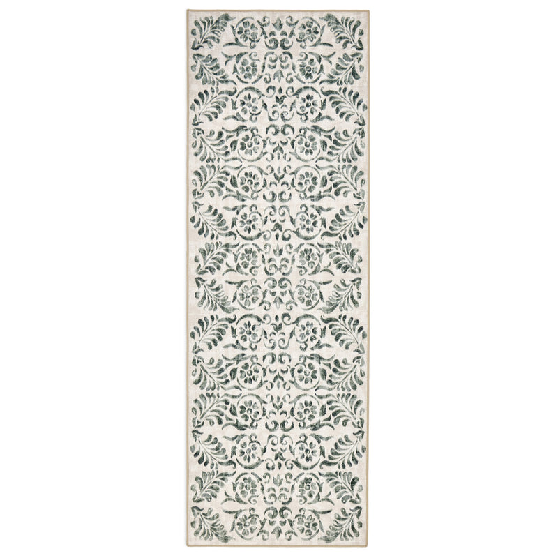Vintage Scroll Green Eco-Washable Runner 5