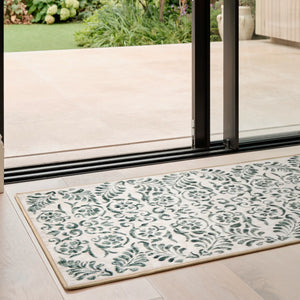 Vintage Scroll Green Eco-Washable Rug Runner