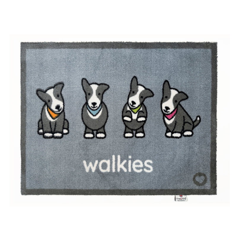 Walkies Herdy Washable Doormat made from 100% recycled cotton, featuring four Herdys. 