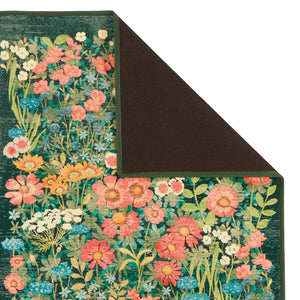 Close-up of Wallflower Emerald Eco-Washable Runner in Green showing backing.