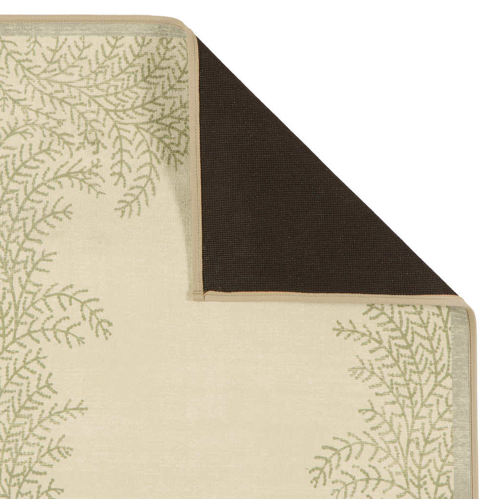 Whispering Fern Parchment Eco-Washable Rug showing backing.