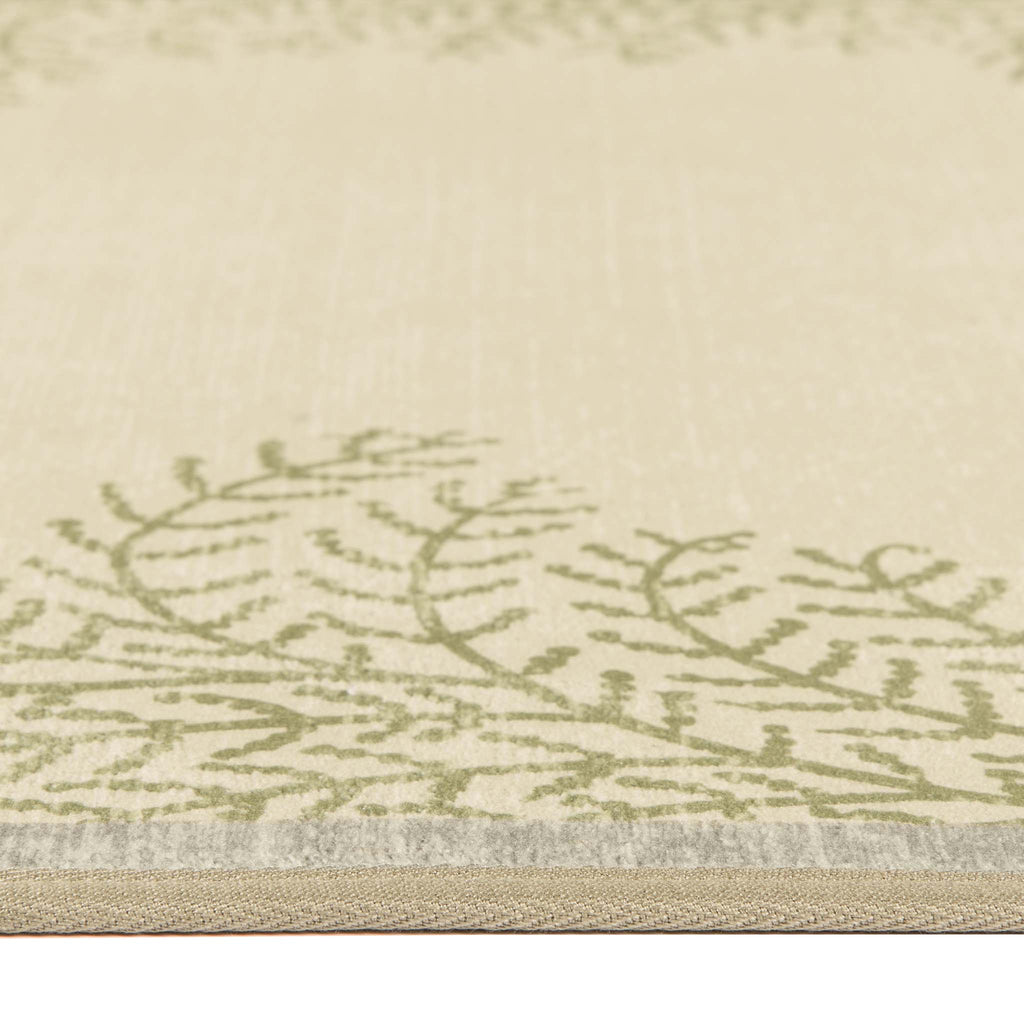 Whispering Fern Parchment Eco-Washable Rug showing pile height. 