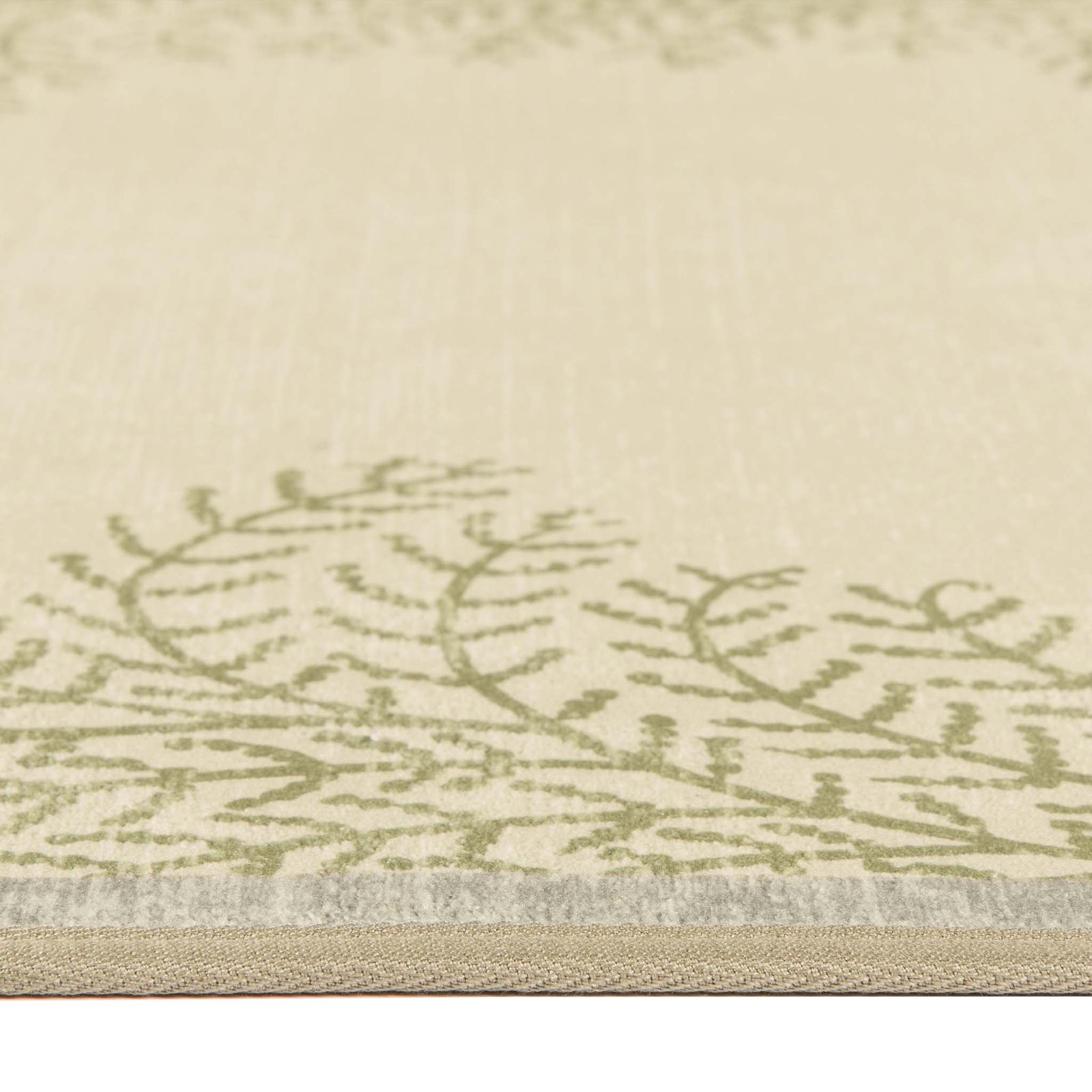 Whispering Fern Parchment Eco-Washable Rug showing pile height. 