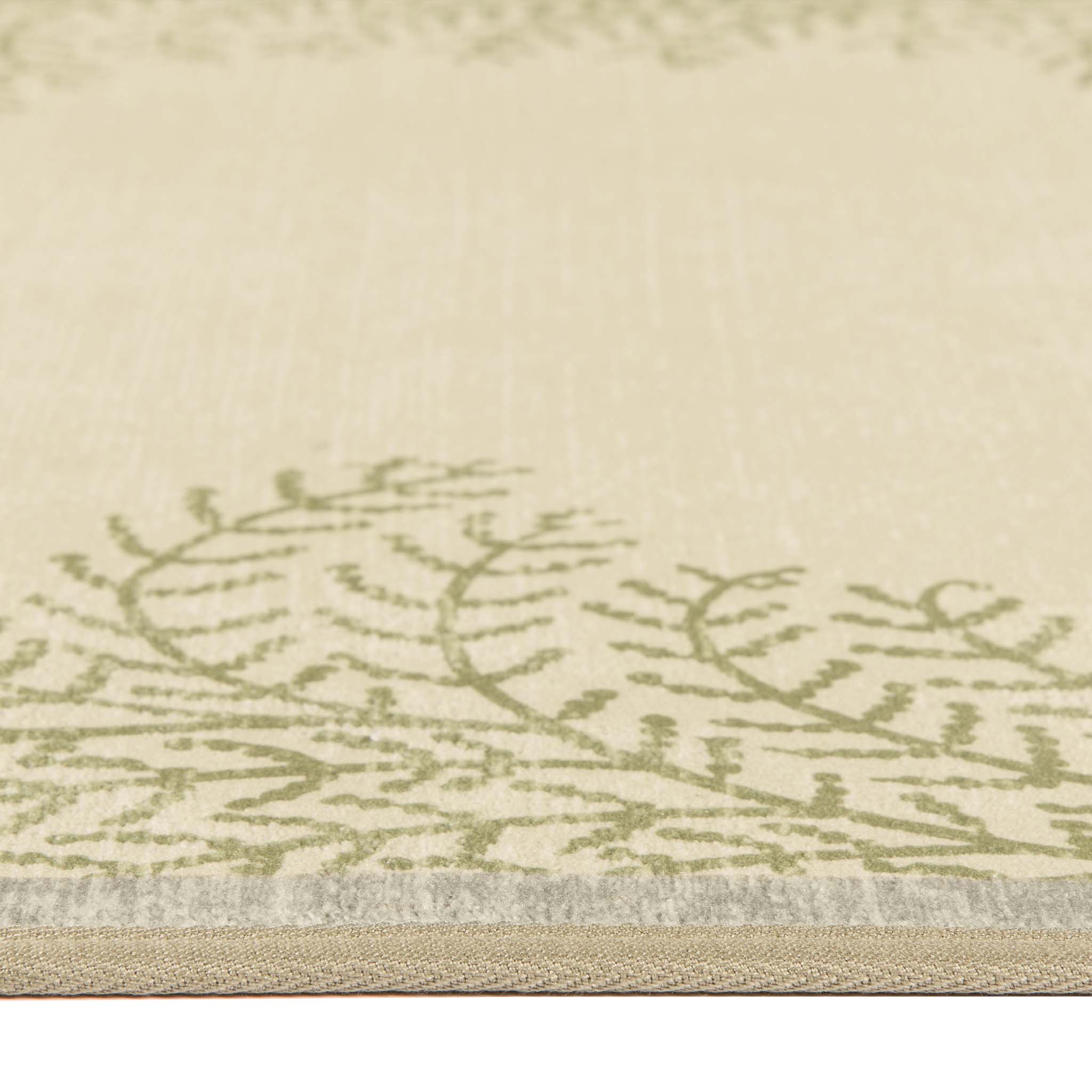 Whispering Fern Parchment Eco-Washable Rug showing pile height. 
