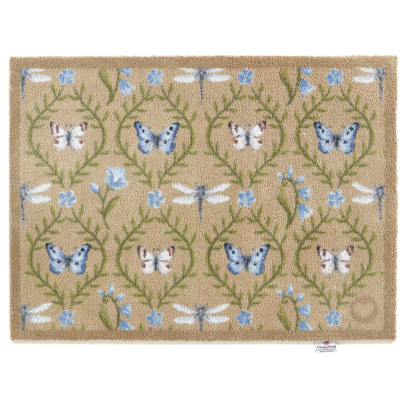 Wild Meadow Beige Green Doormat made from 100% recycled cotton featuring a meadow inspired pattern.