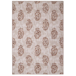 Woodblock Paisley Rust Eco-Washable Rug- 100% recycled content runner featuring a rust paisley pattern.