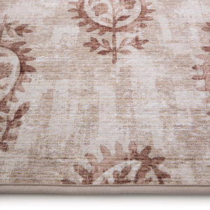 Woodblock Paisley Rust Eco-Washable Rug Runner- 100% recycled content runner featuring a rust paisley pattern.