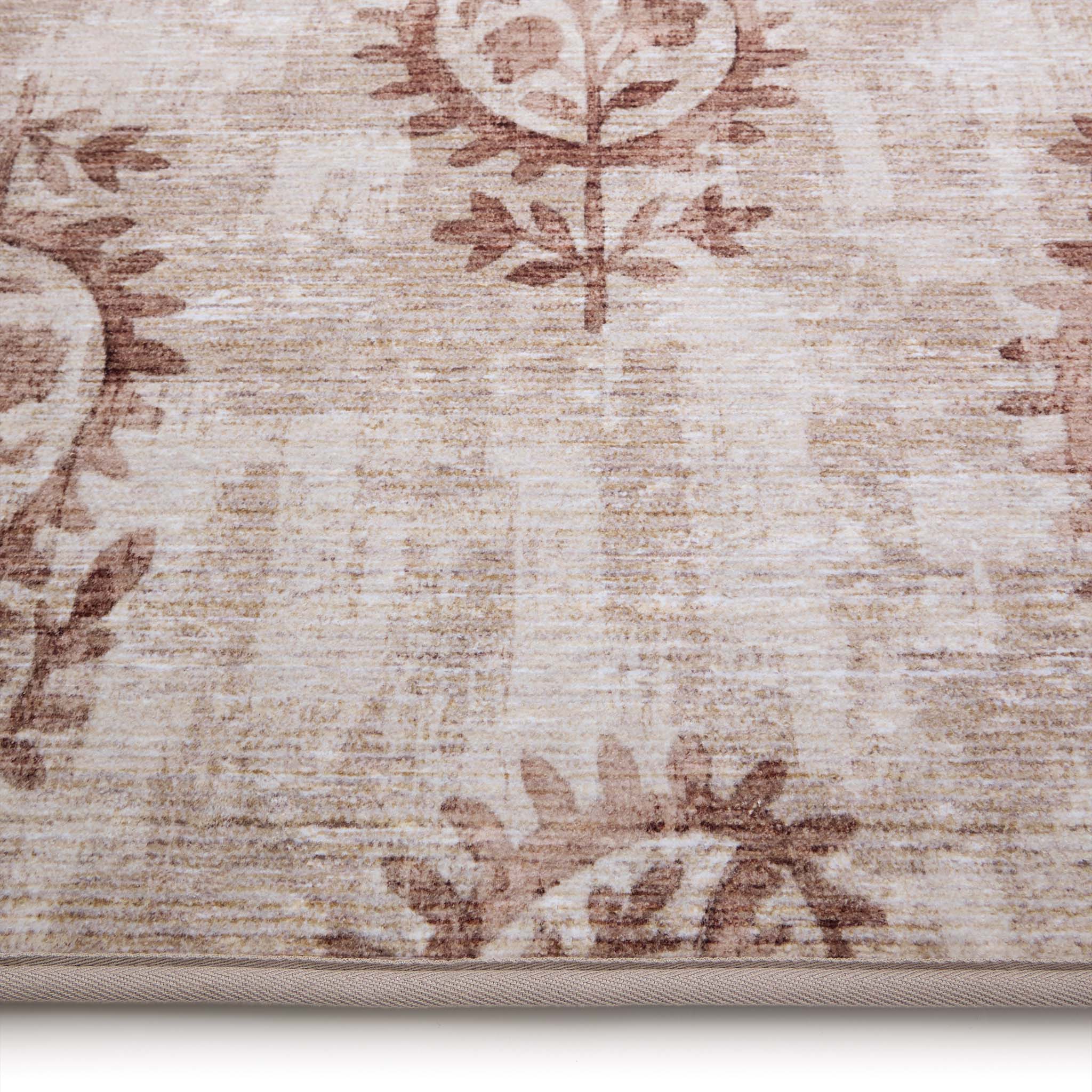 Woodblock Paisley Rust Eco-Washable Rug Runner- 100% recycled content runner featuring a rust paisley pattern.