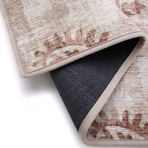 Woodblock Paisley Rust Eco-Washable Rug- 100% recycled content runner featuring a rust paisley pattern.