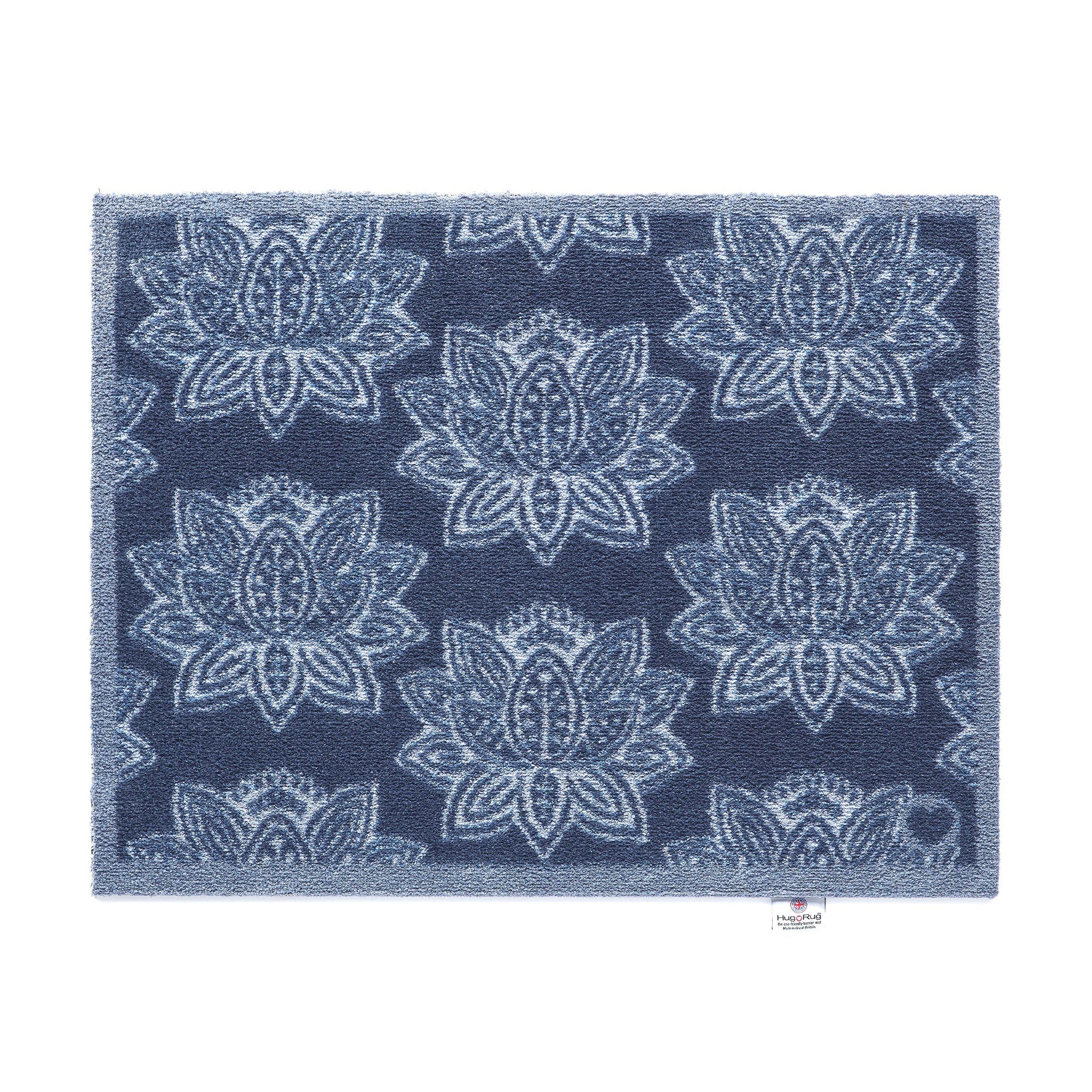Woodblock 1 Navy Blue Doormat 1