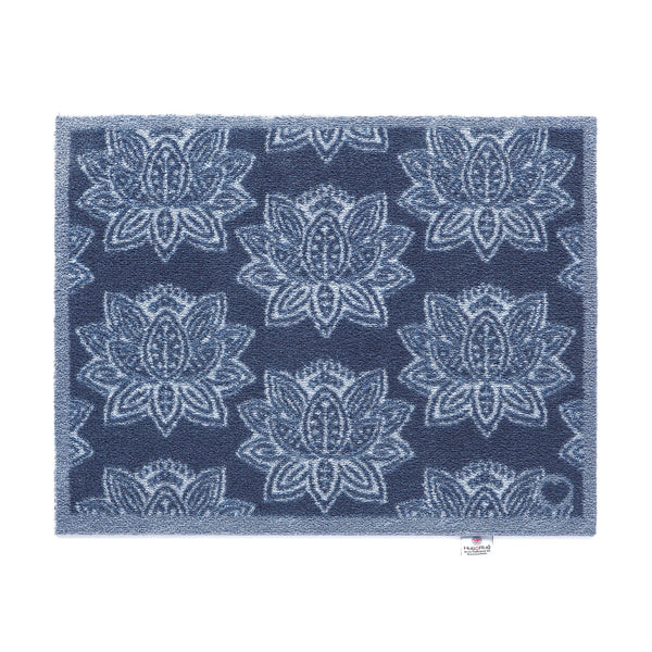 Woodblock 1 Navy Blue Doormat 1