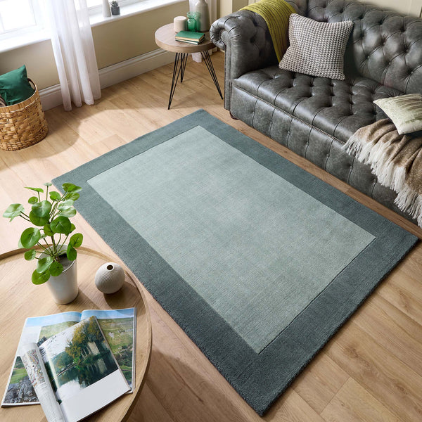 Borders Wool Rug Sage Green 2