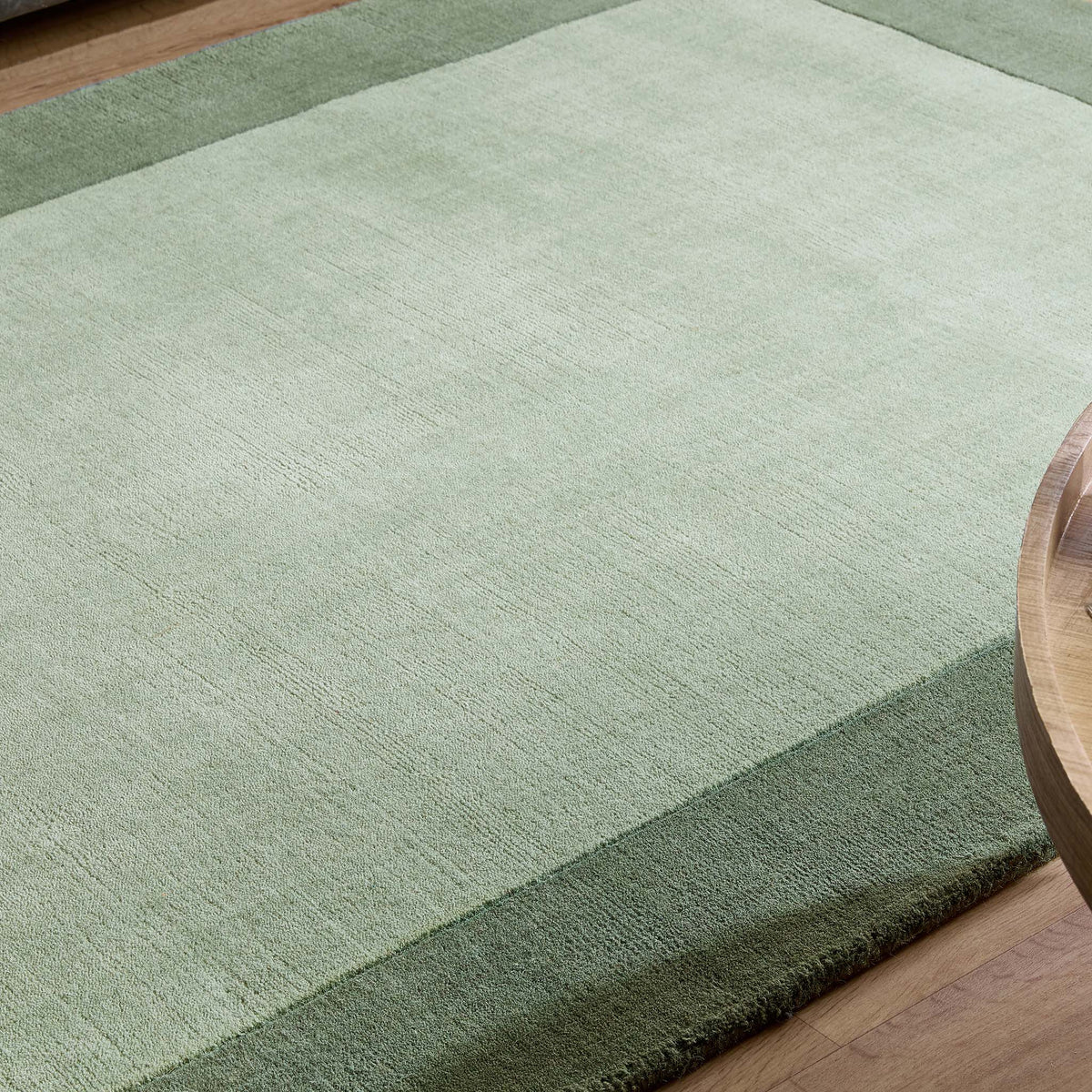 Borders Sage Green Wool Rug - Hug Rug
