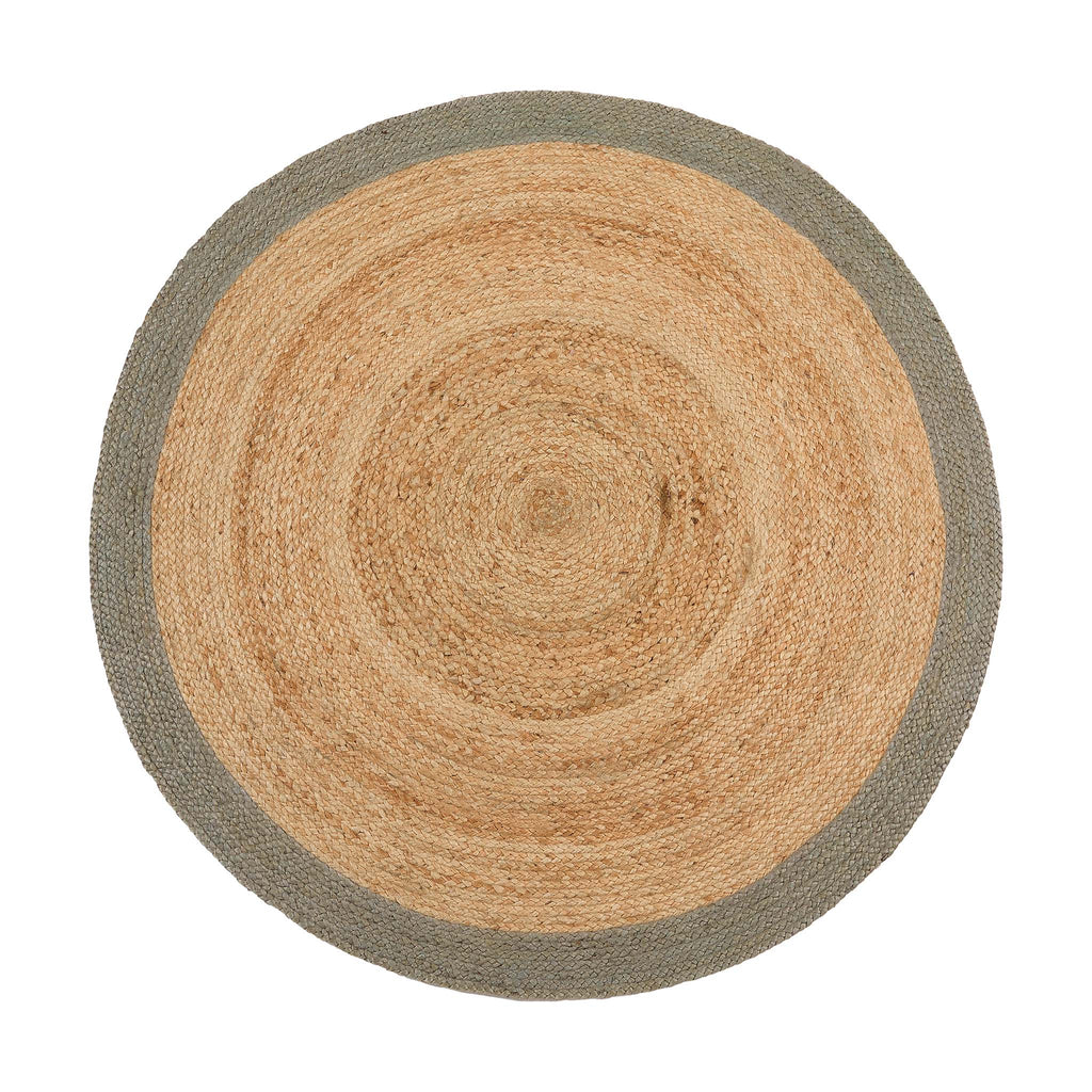 Jute Border Rug Sage Green Circle