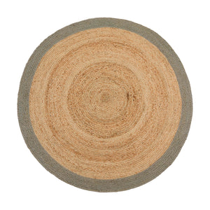 Jute Border Rug Sage Green Circle