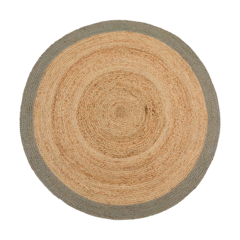 Jute Border Rug Sage Green Circle