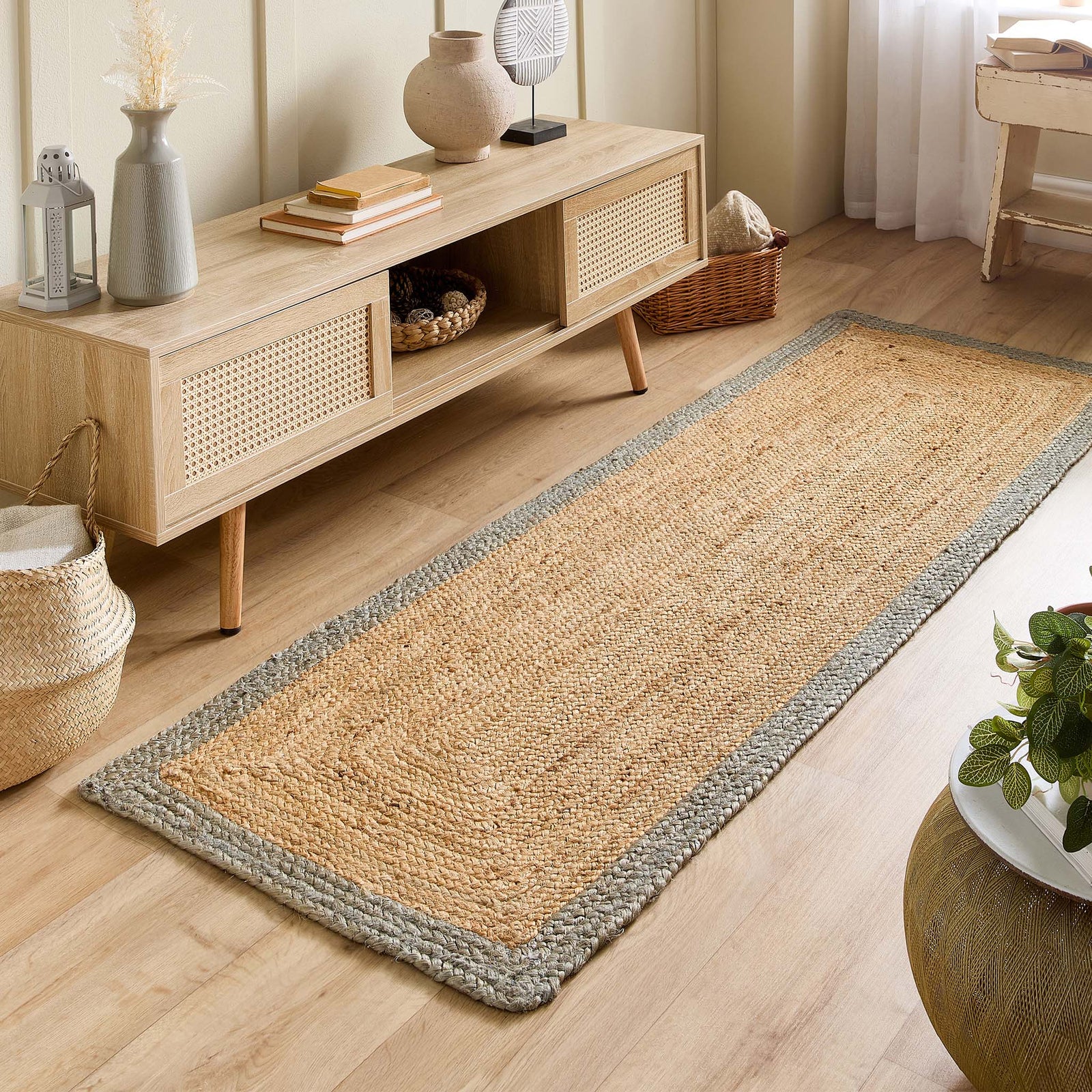 Jute Border Runner Sage Green 4