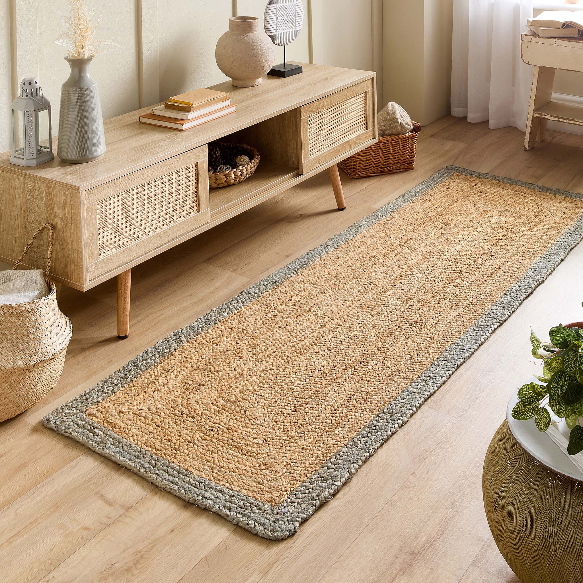 Jute Border Runner Sage Green 4