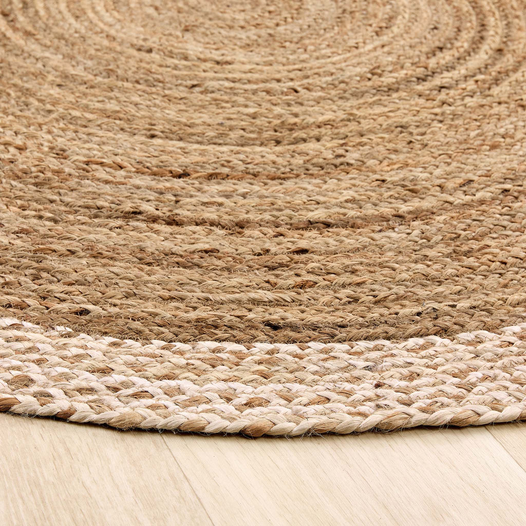 Bordered Jute Rug Natural White Border Jute Rug - Hug Rug