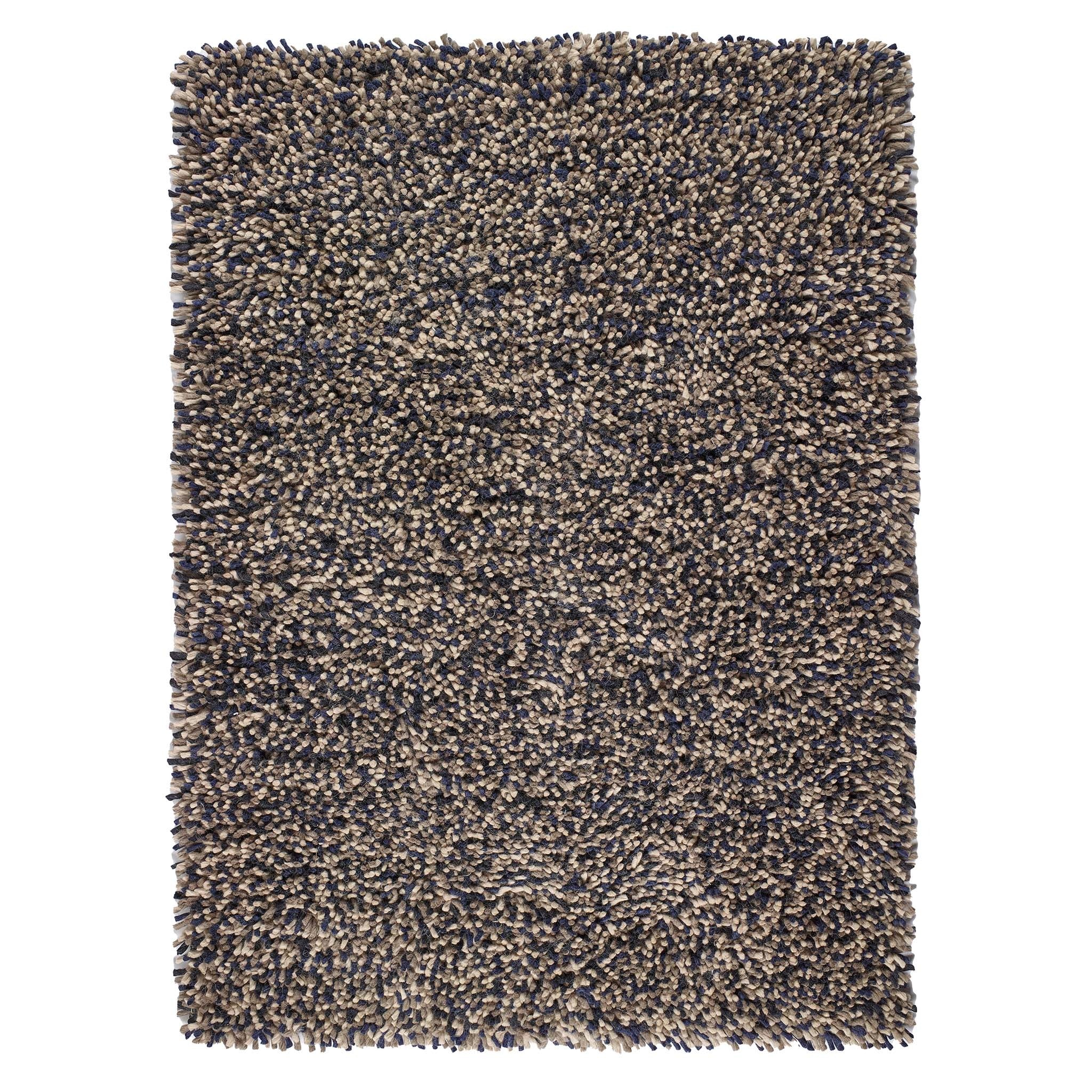 Rocks Shaggy Wool Rug Navy 1