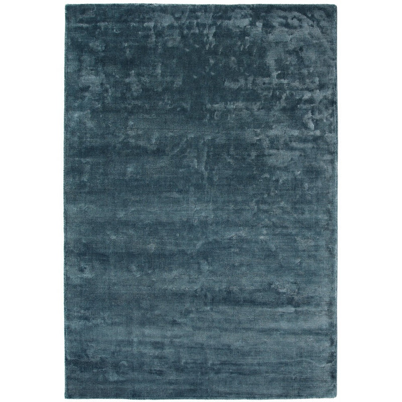 Karma Aegean Rug made from 100% viscose, featuring different shades of blue. 