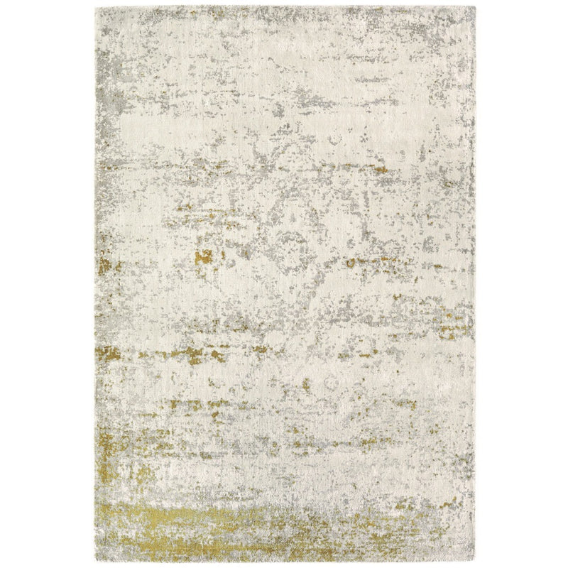 Persia Gold Rug made from 100% viscose, featuring a diamond pattern in the centre.