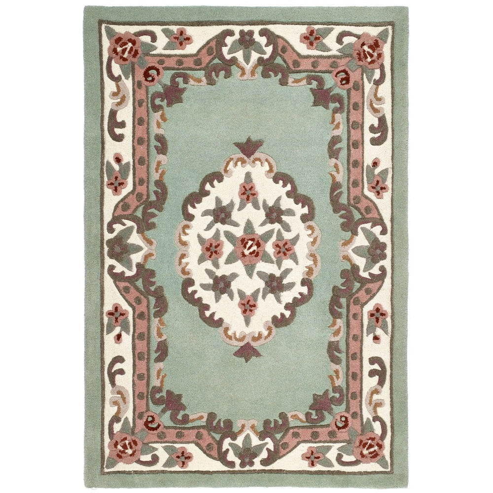 Shensi Aubusson Green Wool Rug - Hug Rug