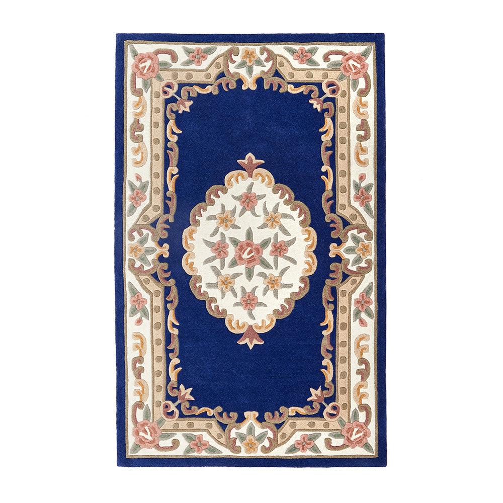 Shensi Aubusson Navy Blue Wool Rug - Hug Rug